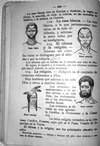 libro texto adoctrinamiento educativo en el franquismo sobre razas y religión cristiana